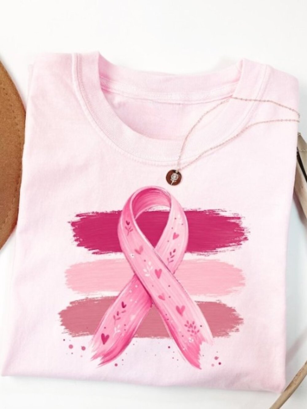 Striped Pink Ribbon Shirt, Breast Cancer Awareness T-Shirt